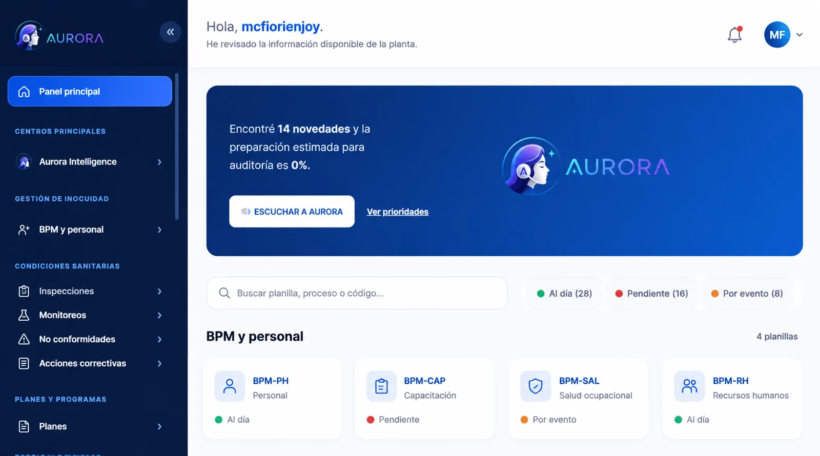 Vista real de AURORA